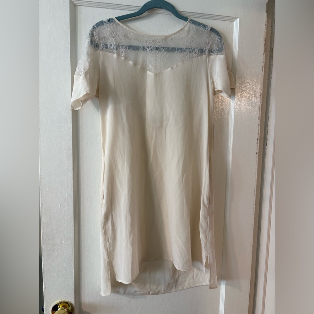Gold Hawk silk Cream Lace-Trimmed Dress